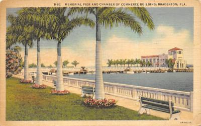 Memorial Pier and Chamber of Commerce Building Bradenton, Florida Postcard