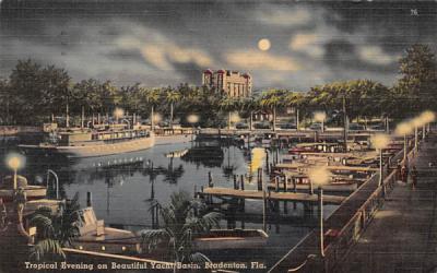 Tropical Evening on Beautiful Yacht Basin Bradenton, Florida Postcard