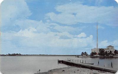 Municipal Pier Building and the Green Bridge Bradenton, Florida Postcard