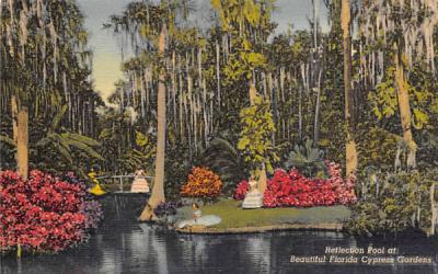 Reflection Pool at Beautiful Florida Cypress Gardens Postcard