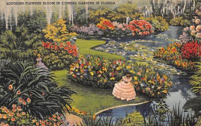 Flowers Bloom in Cypress Gardens in Florida, USA Postcard