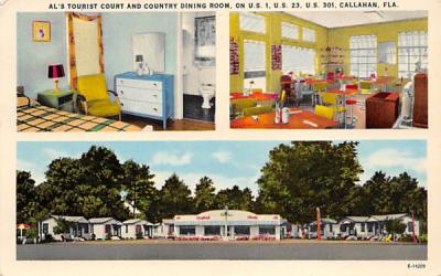 Al's Tourist Court and Country Dining Room Callahan, Florida Postcard