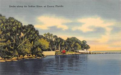 Docks along the Indian River Cocoa, Florida Postcard