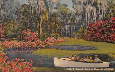 Electric Boats at Cypress Gardens, FL, USA Florida Postcard