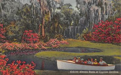 Electric Boats at Cypress Gardens Florida Postcard