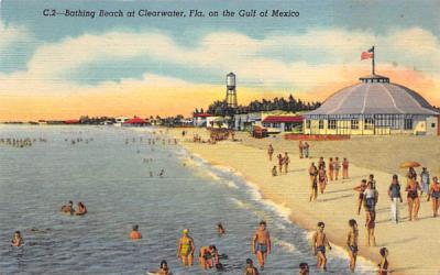 Bathing Beach  Clearwater, Florida Postcard