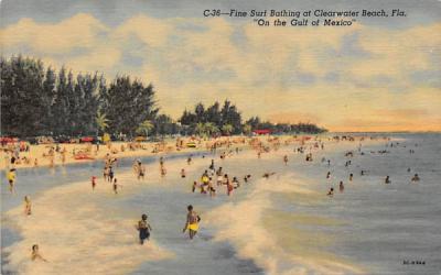 Fine Surf Bathing at Clearwater Beach, FL, USA Florida Postcard