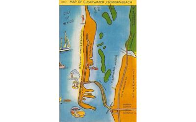 Map of Clearwater, Florida and Beach, USA Postcard