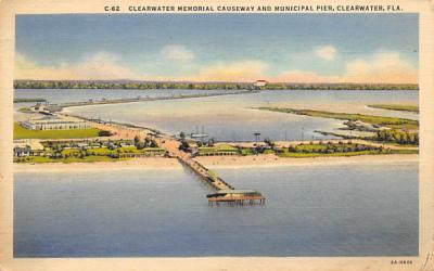 Clearwater Memorial Causeway and Municipal Pier Florida Postcard