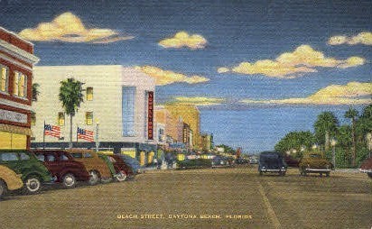 Beach Street - Daytona Beach, Florida FL Postcard