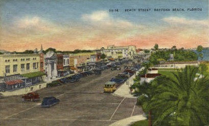 Beach Street - Daytona Beach, Florida FL Postcard