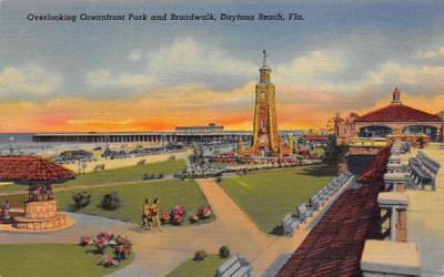 Overlooking Oceanfront Park and Boardwalk Daytona Beach, Florida Postcard