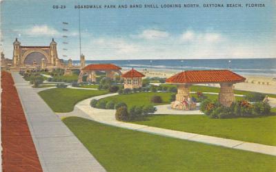 Boardwalk Park and Band Shell Looking North Daytona Beach, Florida Postcard