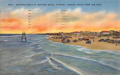 Bathing Beach at Daytona Beach Florida Postcard