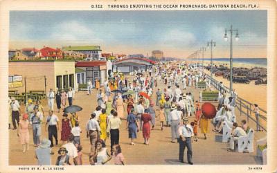 Throngs Enjoying the Ocean Promenade Daytona Beach, Florida Postcard