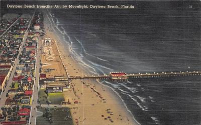 Daytona Beach from the Air, by Moonlight Florida Postcard