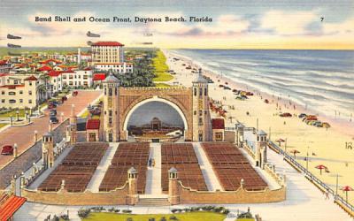 Band Shell and Ocean Front Daytona Beach, Florida Postcard