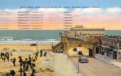 Main Street Entrance to Beach and Ocean Daytona Beach, Florida Postcard