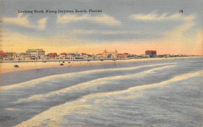 Looking North Along Daytona Beach Florida Postcard