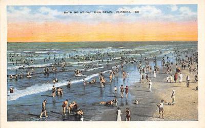 Bathing at Daytona Beach Florida Postcard