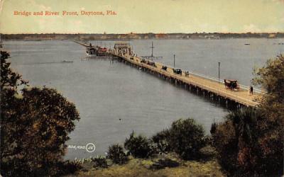 Bridge and River Front Daytona, Florida Postcard