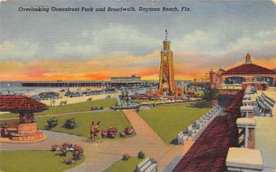 Overlooking Oceanfront Park and Boardwalk Daytona Beach, Florida Postcard