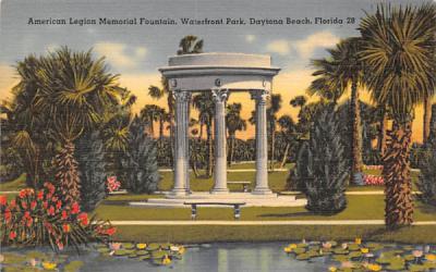American Legion Memorial Fountain, Waterfront Park Daytona Beach, Florida Postcard