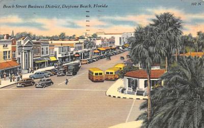 Beach Street Business District Daytona Beach, Florida Postcard