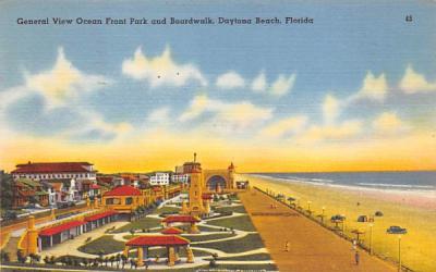 General View Ocean Front Park and Boardwalk Daytona Beach, Florida Postcard