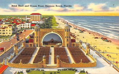 Band Shell and Ocean Front Daytona Beach, Florida Postcard