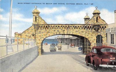 Main Street Entrance to Beach and Ocean Daytona Beach, Florida Postcard