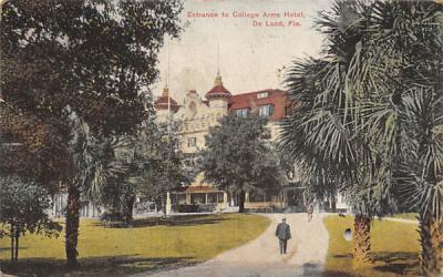 Entrance to College Arms Hotels De Land, Florida Postcard