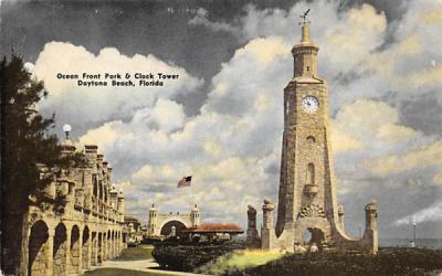 Ocean Front Park & Clock Tower Daytona Beach, Florida Postcard