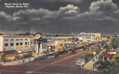 Beach Street at Night Daytona Beach, Florida Postcard