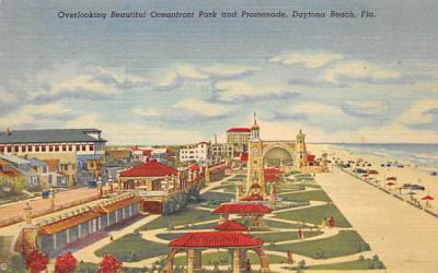 Overlooking Beautiful Oceanfront Park and Promenade Daytona Beach, Florida Postcard