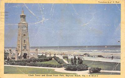Clock Tower and Ocean Front Park Daytona Beach, Florida Postcard