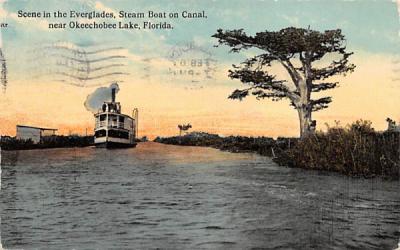 Everglades, Steam Boat on Canal Florida Postcard