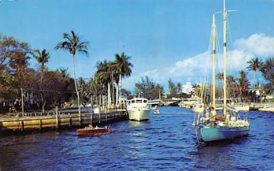 Boats along New River Fort Lauderdale, Florida Postcard