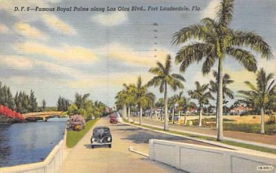 Famous Royal Palms along Las Olas Blvd. Fort Lauderdale, Florida Postcard