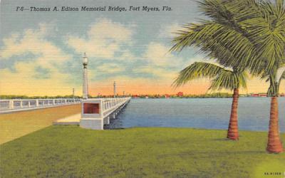 Thomas A. Edison Memorial Bridge Fort Myers, Florida Postcard