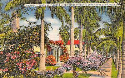 Beautiful Palms and Flowers Fort Lauderdale, Florida Postcard