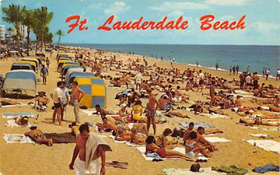 Typical Crowded Beach Fort Lauderdale, Florida Postcard