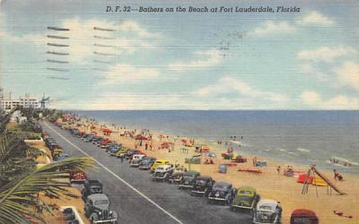 Bathers on the Beach  Fort Lauderdale, Florida Postcard