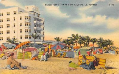 Beach Scene Fort Lauderdale, Florida Postcard