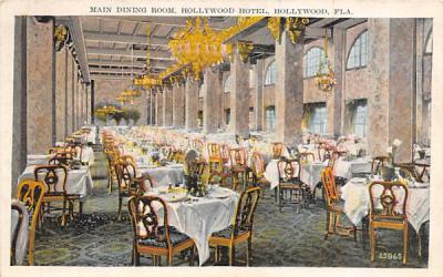 Main Dining Room, Hollywood Hotel Florida Postcard