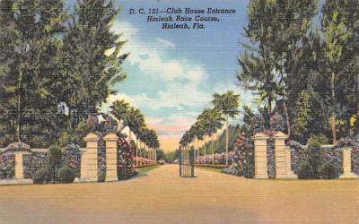 Club House Entrance Hialeah Race Course Florida Postcard