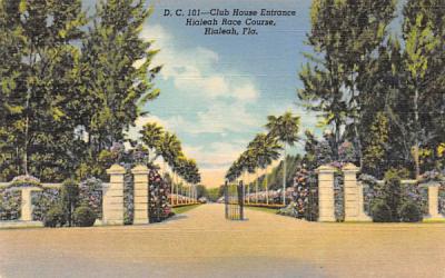 Club House Entrance Hialeah Race Course Florida Postcard
