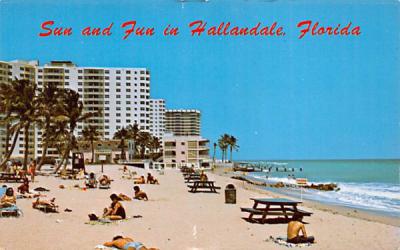 Sun and Fun in Hallandale, FL, USA Florida Postcard