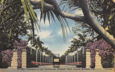 Entrance to the Clubhouse, Hialeah Race Course Florida Postcard