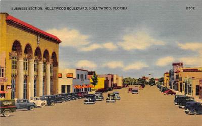 Business Section, Hollywood Boulevard Florida Postcard